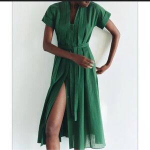 ZARA Chic Forest Green Midi Dress